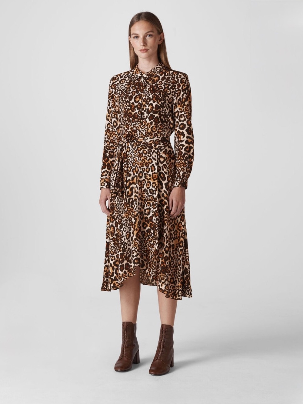 Whistles Leopard Print Animal Print Esme Wrap Dress